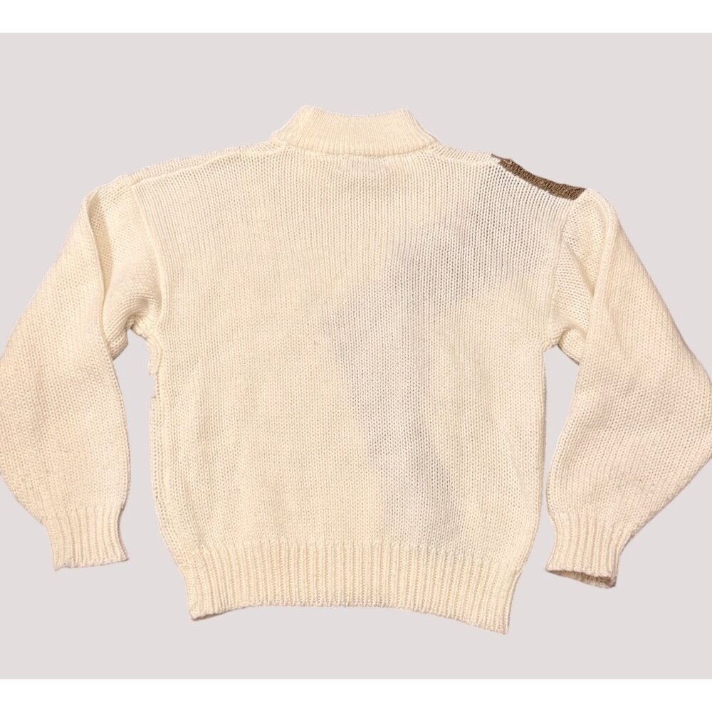 Girls 80s Maggie Lawrence Collection Cream Knit Sweater Geometric‎ Rhinestones L - Picture 8 of 11